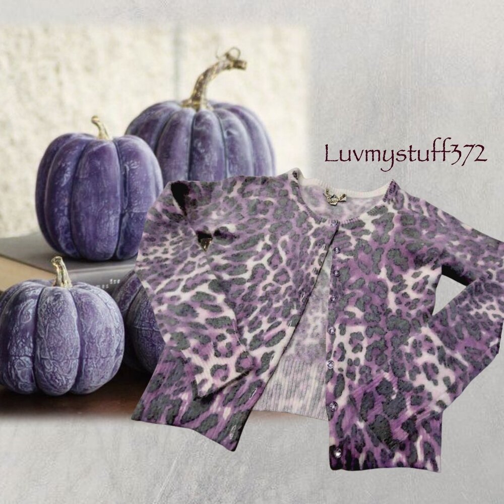 💜🛍Cute Angora Animal Print Cardigan Sweater